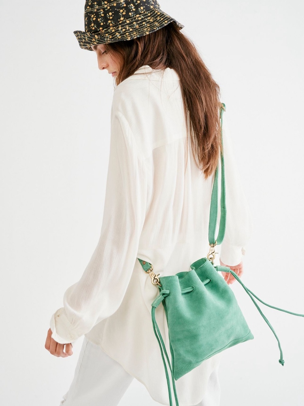 Free People // Billie Suede Crossbody Bag - Kelly Green